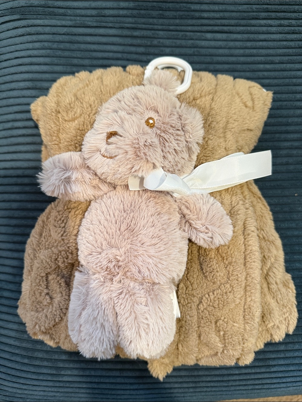 Brown Teddy Bear Toy & Plush Baby Blanket Set